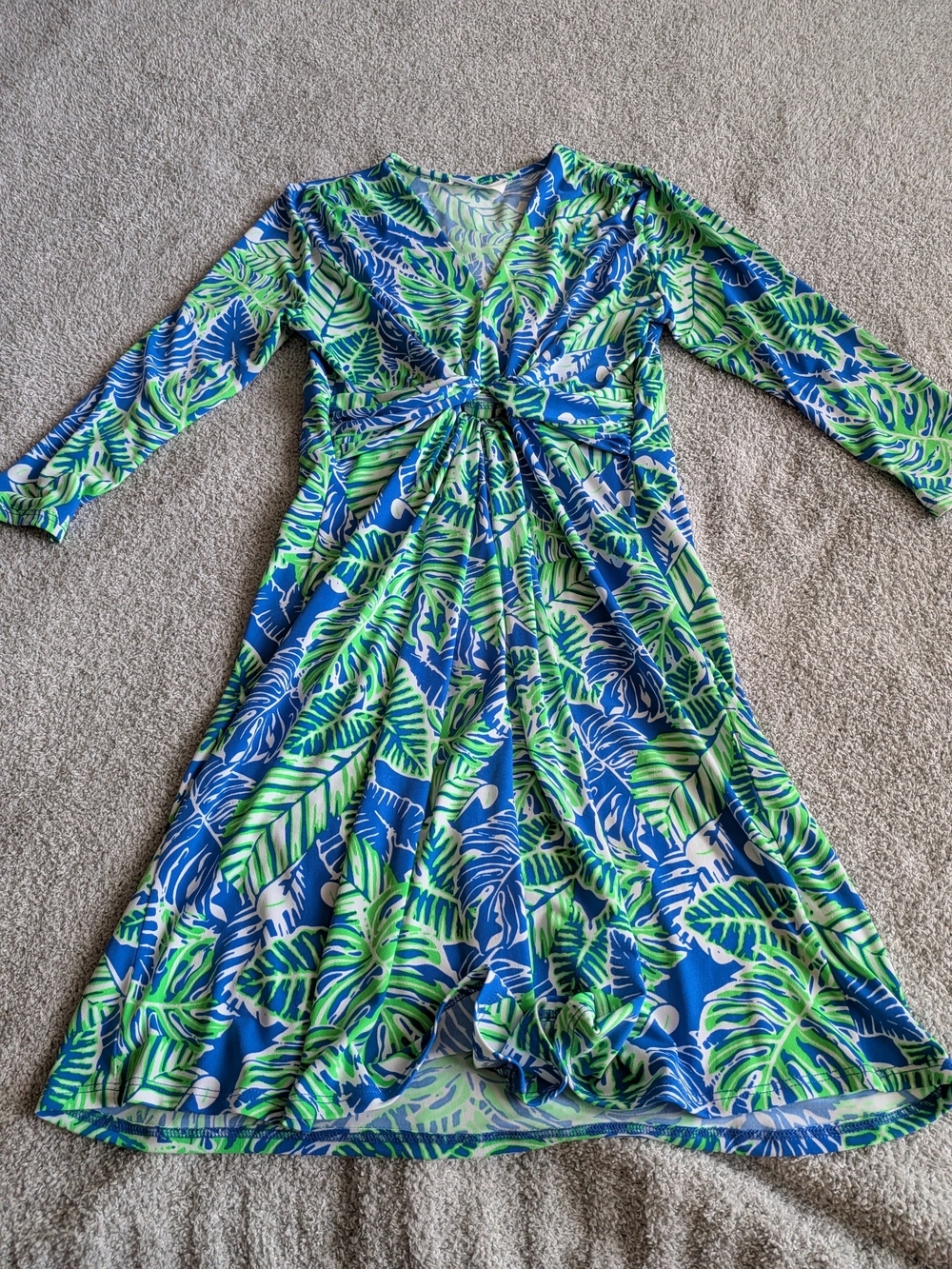 🌼B2G1🌼 Peach Love California Blue & Green Tropical Mini Dress NWOT